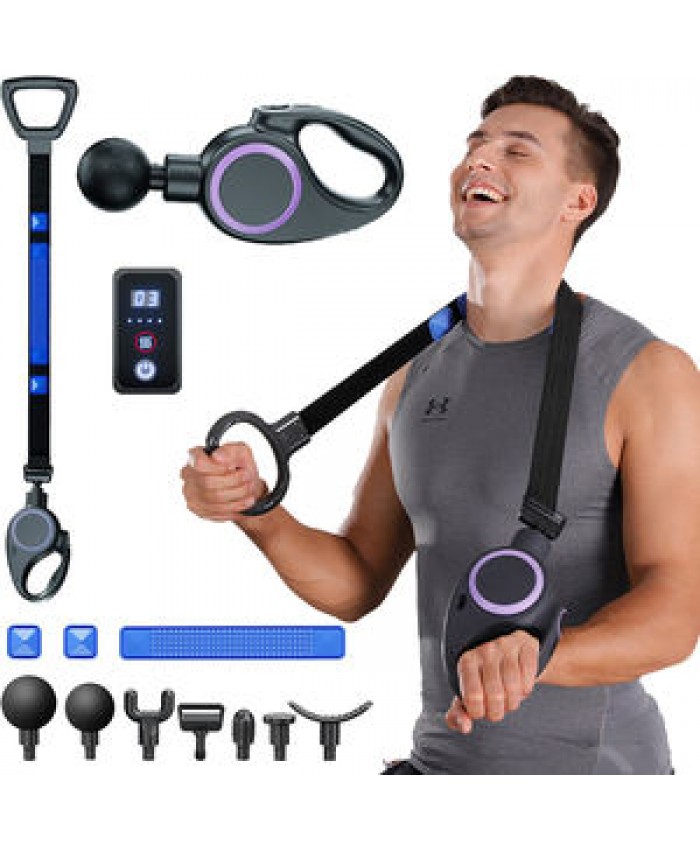 Healthpal 2-In-1 Full-Body Touch Screen Deep Tissue Vibration Percussion Electric Mini Fascia Muscle Massage Gun For Athletes