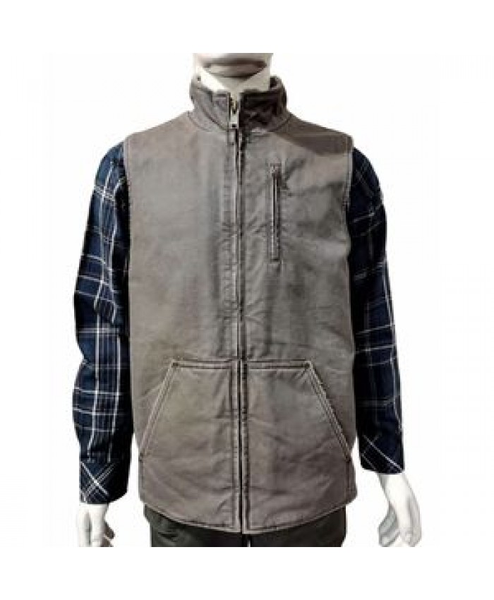 OEM Work Wear Woven Cotton Duck Canvas Fabric Washed Canvas Fabric Sherpa Lined Workwear Hunting Vest