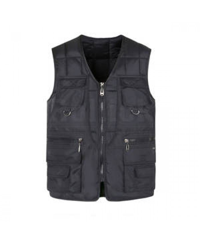 Most Warm Waterproof Men light gray Solid Color Quilted Vest For Winter Wear