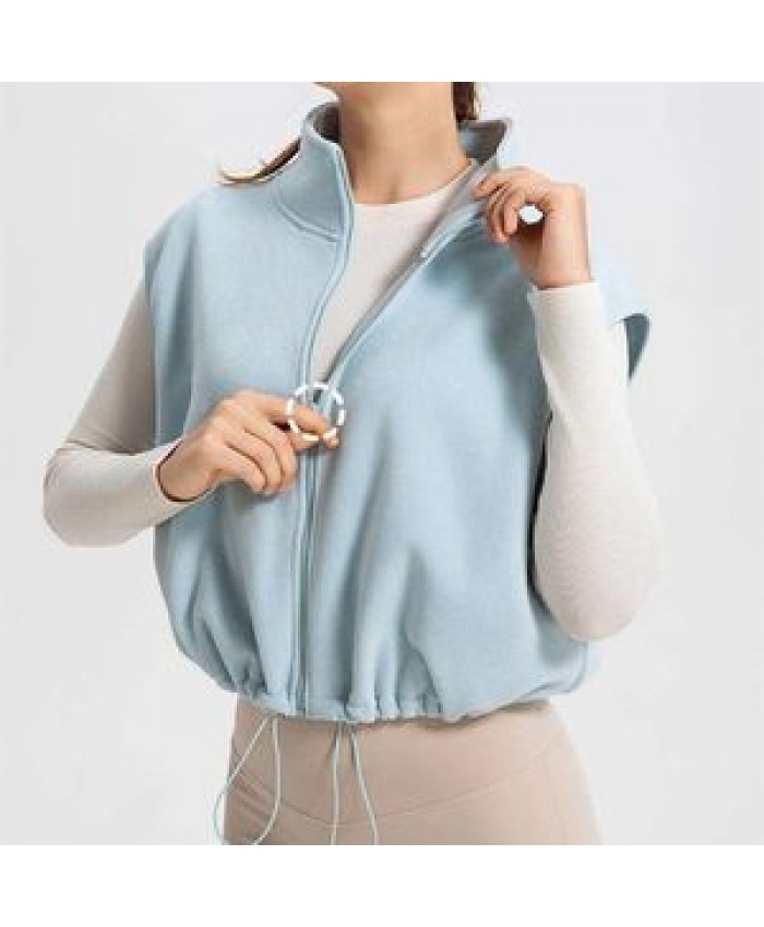 Factory direct sale Plush outer wear Warm Hoodies Zipper Jacket Women training fitness Workout Sport Yoga Drawstring Jacket