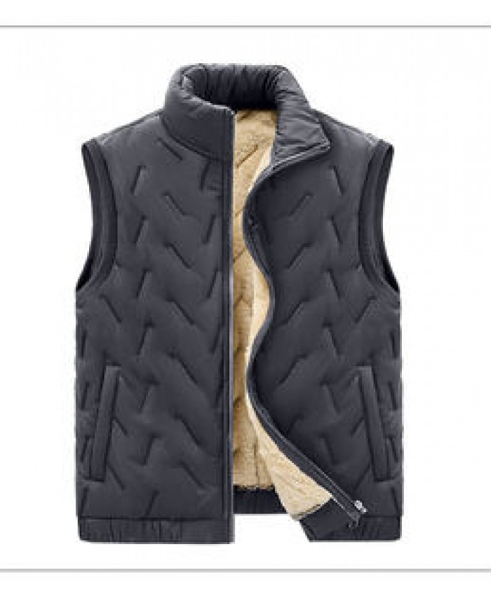 Fashion Black Loose Big Yards Vest Fleece Lamb Winter Wear Waist Vest For Men