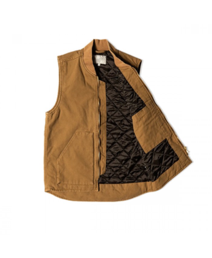 OEM Service Heavy Duty Men Quilted Lined Outdoor Big Pockets Casual Jacket Work Wear Canvas Rib Collar Vest mens