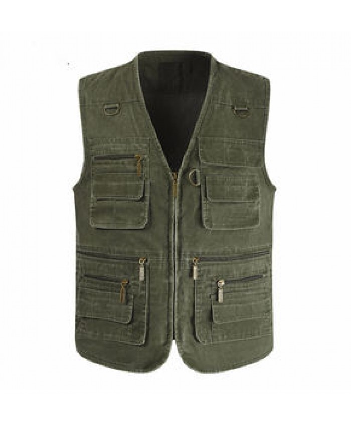 Utility OEM Service 100%Cotton Washed Heavy Duty Men Outdoor Big Pockets Casual Jacket Work Wear Canvas Vest