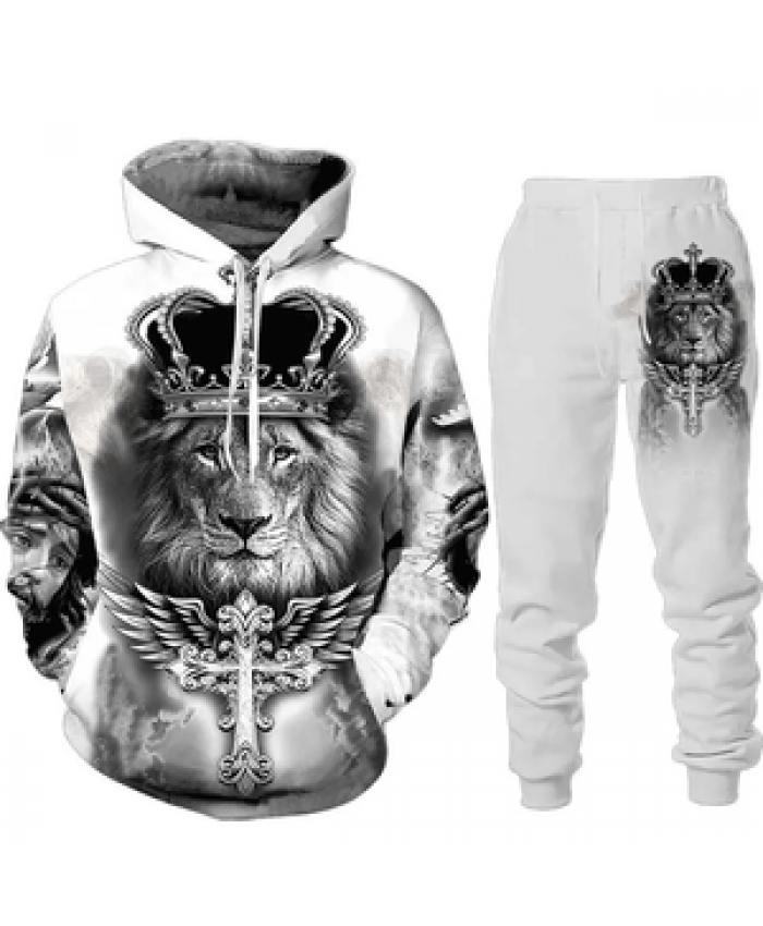 Customized 100% Polyester 3D Print Sportswear Warm Up Hoodie Suit Fitness Gym Jogging Men's Tracksuit