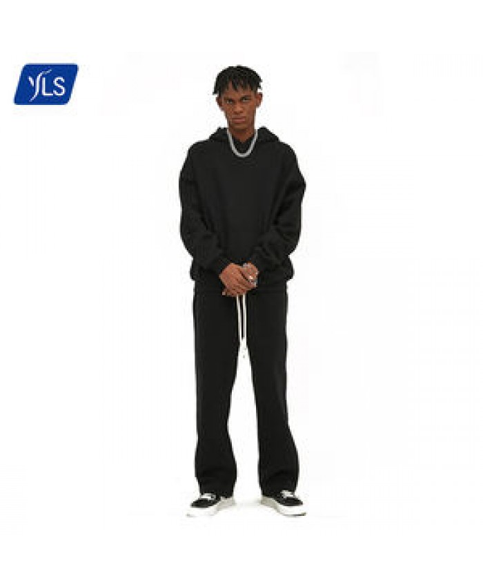 YLS Custom Puff Print logo Stacked Sets Sweat Suits Men Two Pieces Open Bottom Pants Sets Hoodies Tracksuits Sweatsuit For Men
