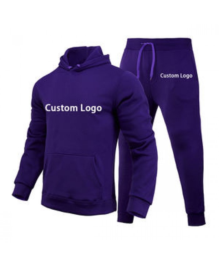 Casual Sweatsuit Men Solid Color Suit Fleecy Sweater Hoodies Sweatshirts Two Pieces Set Mens Jogger Tracksuits