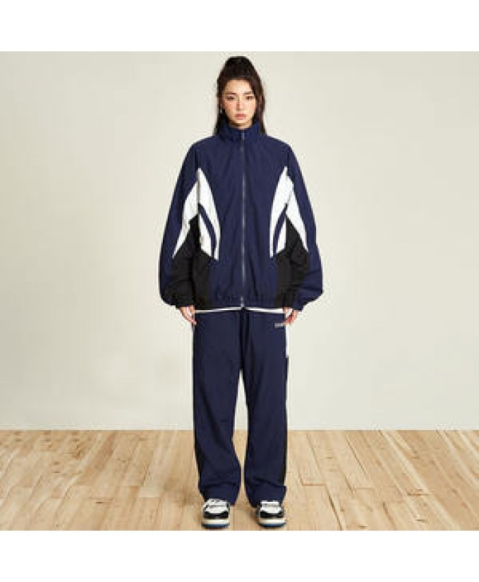 American Retro Sports Unisex Jacket Hip-hop Sports Suit Couple Jacket Nylon Windbreaker Tracksuit