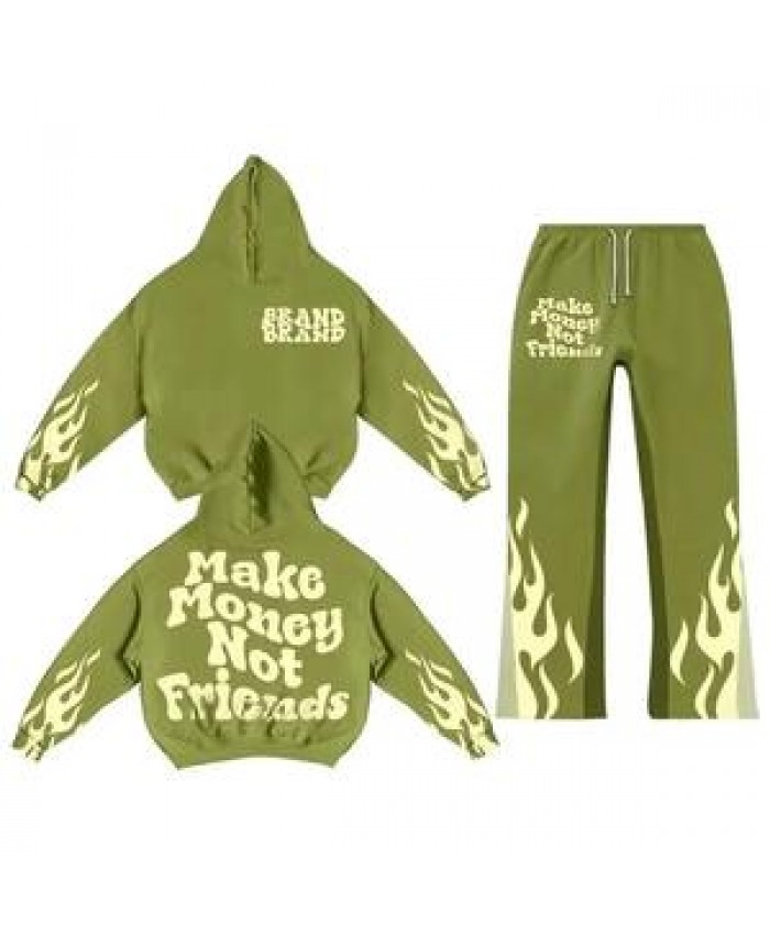 Manufacturer Custom sweatsuit plain puff printing tracksuit cotton tech fleece tracksuits 2 pieces hoodie and sweatpants sets