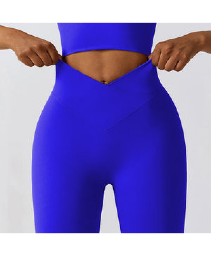 QUICK DRY Butt Lift High Waisted Yoga Pants Gym Workout Tight Fitness Clothings Women Cross Waist V Shape Yoga Leggings
