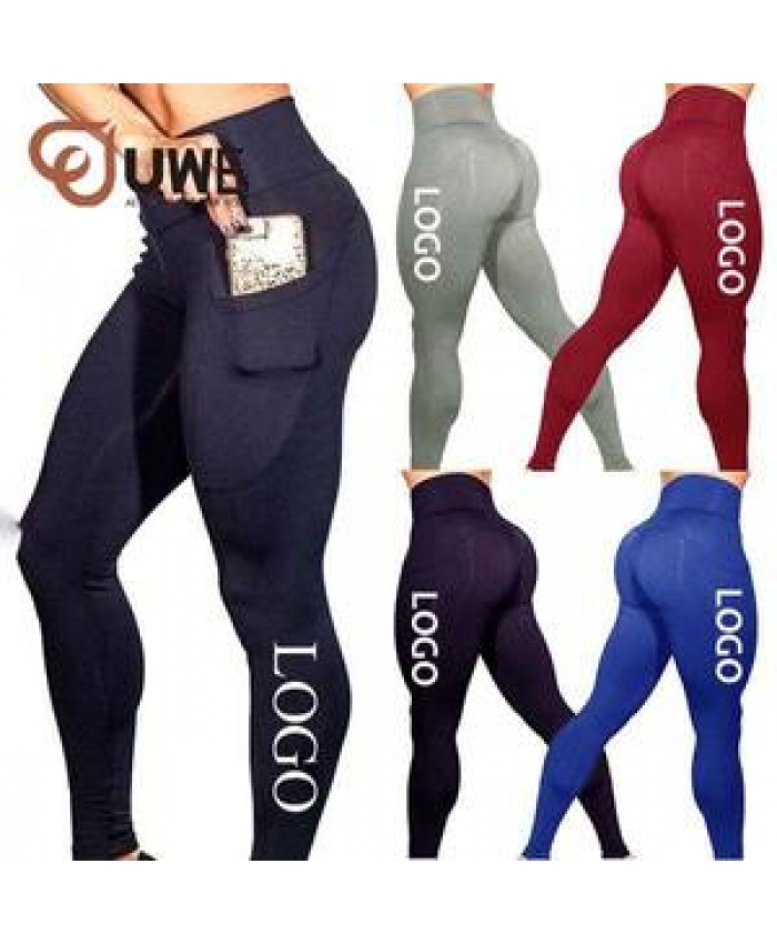 Custom Logo Cheap Fitness Clothing Women High Waist Gym Yoga Pants Scrunch Butt Lift Woman Leggings With Pockets