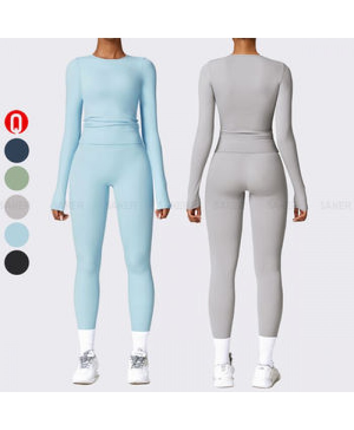 Wholesale Autumn Active Wear Set High Quality Long Sleeve Gym Top Leggings Suits Outdoors Fitness Clothing For Women