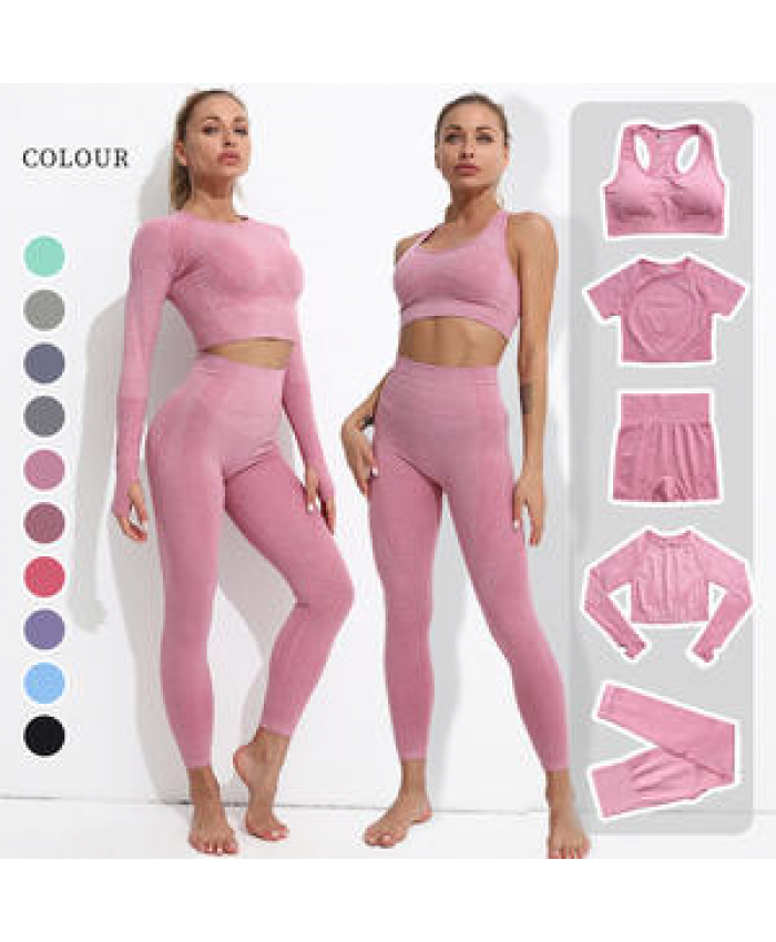 Wholesale yoga clothing set long sleeve top sports tight yoga vest pants quick drying fitness clothing women