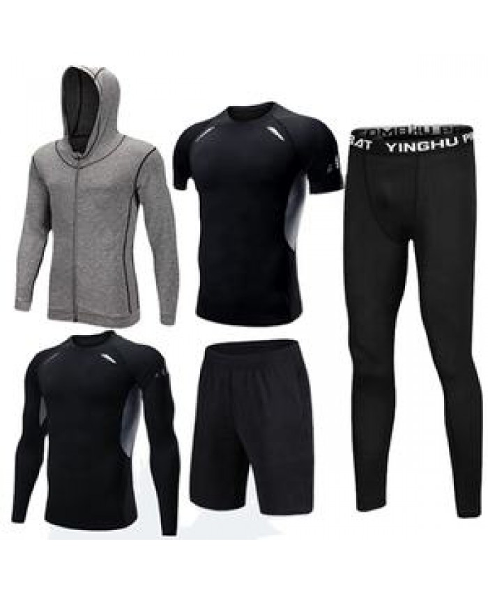 5 pieces per set men Yoga Sports Wear men Activewear Sexy Sport Fitness Clothing Sets Gym Clothe