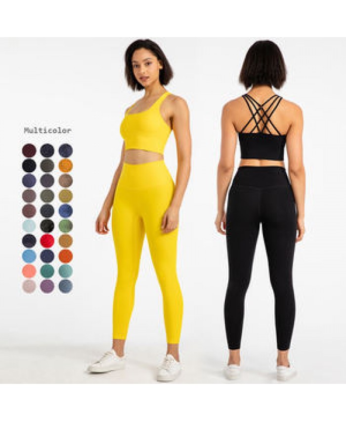 Custom logo womens plus size xl yoga suit elastic slim fit lulu gym fitness clothing sets gym fitness sets