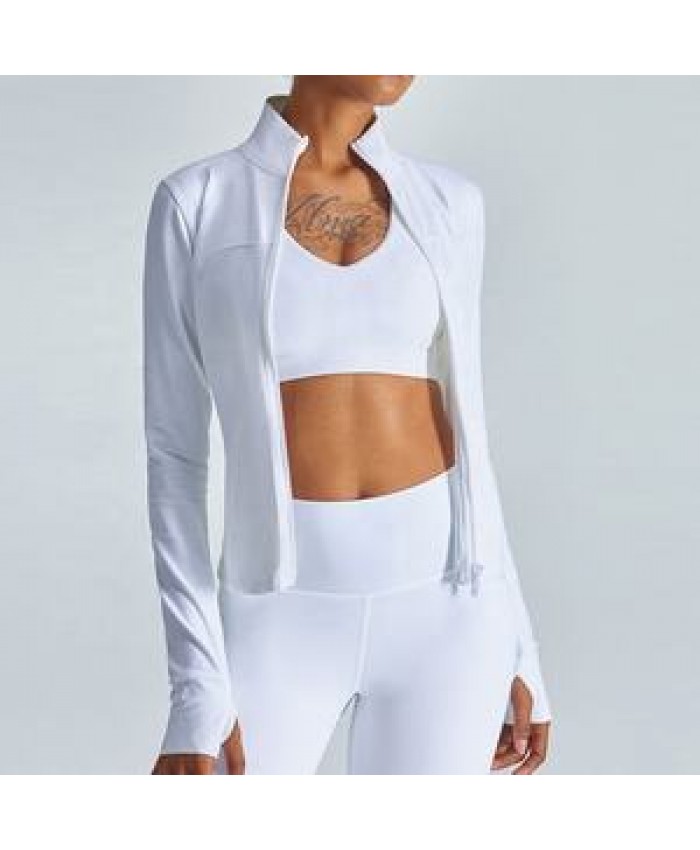 Popular Women Gym Yoga Jacket Fitness Clothing Custom Logo Slim Sport Full Zipper Tops