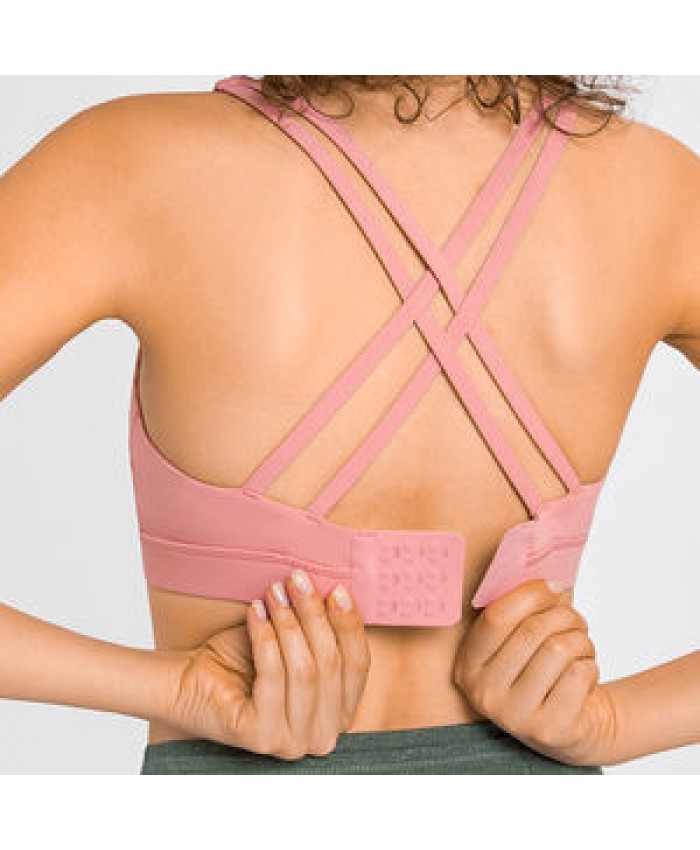 LULU Sports Bra Gym Athletic Fitness Clothing Padded High Strength Strappy Womens Yoga Bra NEW 1 Piece Sportswear Shirts & Tops