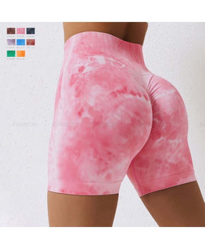 Wholesale Fitness Clothing Woman 2023 Seamless Tight Shorts Women'S Yoga Tie Dye Gym Fitness Exercise Biker Shorts For Women