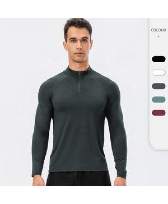 Men's Moisture Wicking Long Sleeve T-Shirt Outdoor Active Athletic Crew Top Gym Fitness Clothing Wear Men Workout Clothes